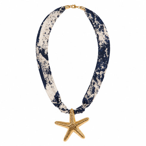 COLLANA CON STELLA MARINA DORATA E FASCIA FANTASIA (130)