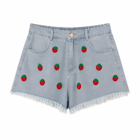 SHORTS JEANS FARFALLA CON RICAMI FRAGOLA (25)