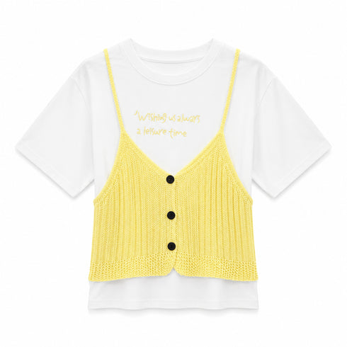 T-SHIRT BIANCA CON TOP EFFETTO MAGLIA (27)