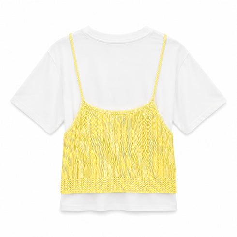 T-SHIRT BIANCA CON TOP EFFETTO MAGLIA (27)