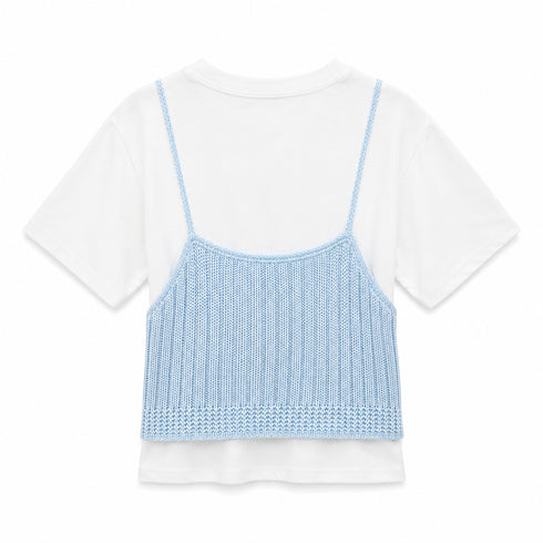 T-SHIRT BIANCA CON TOP EFFETTO MAGLIA (27)