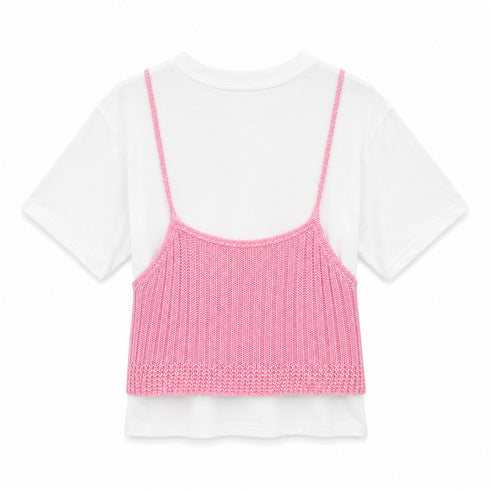 T-SHIRT BIANCA CON TOP EFFETTO MAGLIA (27)