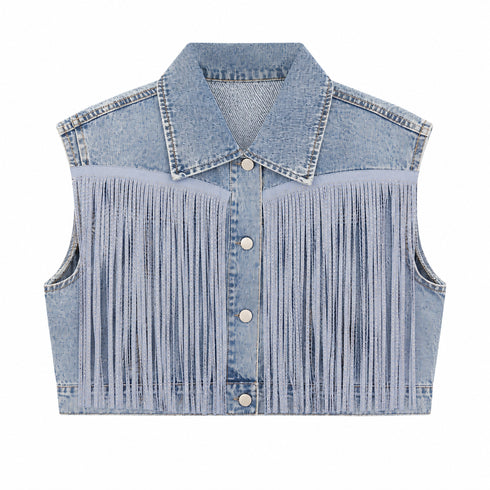 GILET CROPPED IN DENIM CON FRANGE (26)