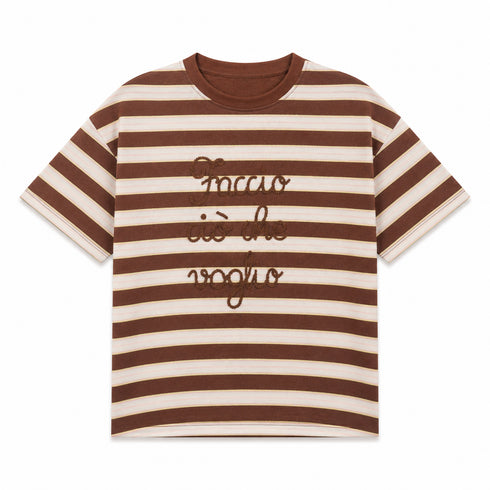 T-SHIRT A RIGHE CON SCRITTA RICAMATA (24)