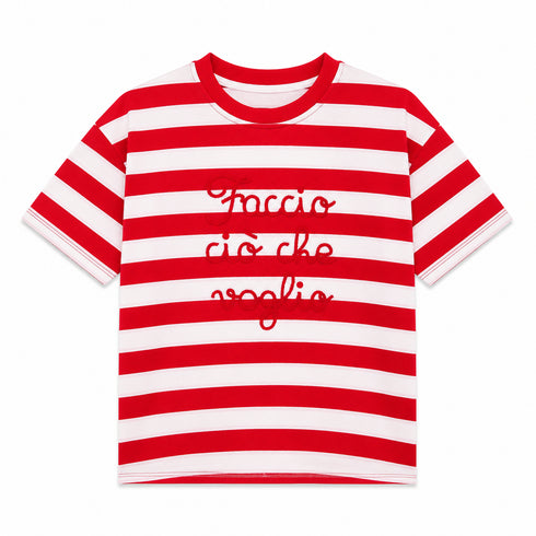 T-SHIRT A RIGHE CON SCRITTA RICAMATA (24)
