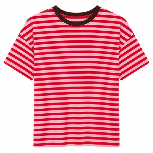 HAVEONE,T-SHIRT RIGATA IN VISCOSA CON SCOLLO A CONTRASTO (2)