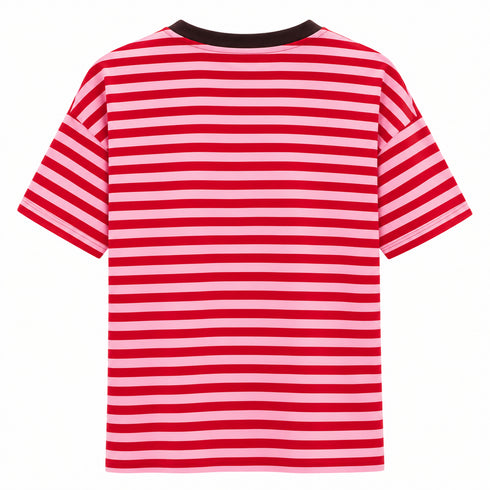 HAVEONE,T-SHIRT RIGATA IN VISCOSA CON SCOLLO A CONTRASTO (2)