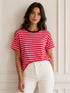 HAVEONE,T-SHIRT RIGATA IN VISCOSA CON SCOLLO A CONTRASTO (2)