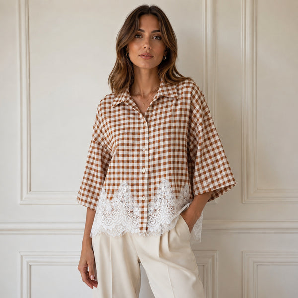 CAMICIA VICHY CON DETTAGLIO IN PIZZO (6)