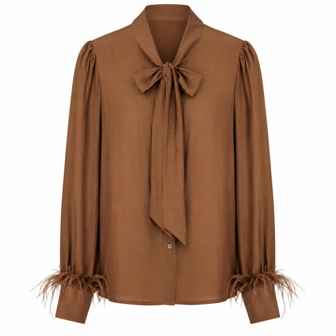 CAMICIA IN VISCOSA CON FIOCCO E DETTAGLI PIUMA (11)