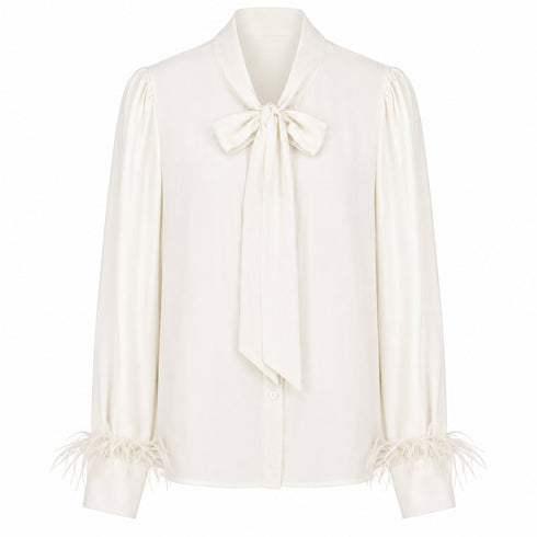 CAMICIA IN VISCOSA CON FIOCCO E DETTAGLI PIUMA (11)