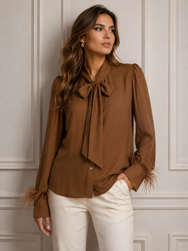 CAMICIA IN VISCOSA CON FIOCCO E DETTAGLI PIUMA (11)