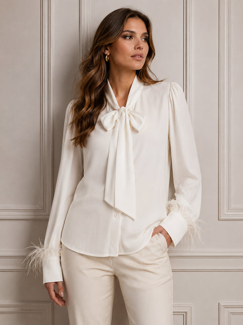 CAMICIA IN VISCOSA CON FIOCCO E DETTAGLI PIUMA (11)