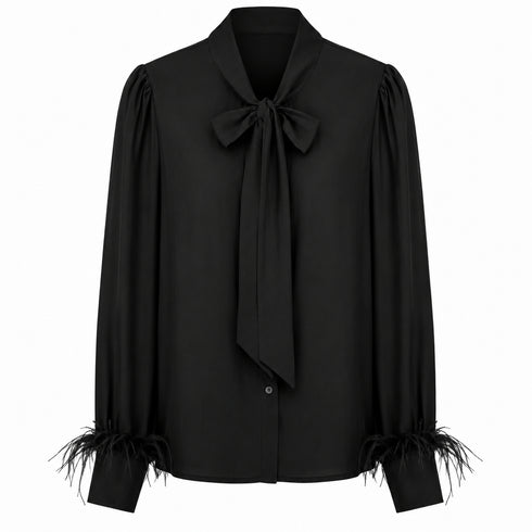 CAMICIA IN VISCOSA CON FIOCCO E DETTAGLI PIUMA (11)