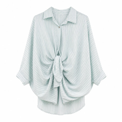 CAMICIA OVERSIZE A RIGHE CON NODO (19)