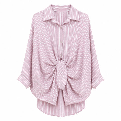 CAMICIA OVERSIZE A RIGHE CON NODO (19)