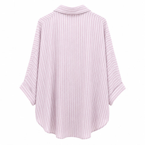 CAMICIA OVERSIZE A RIGHE CON NODO (19)