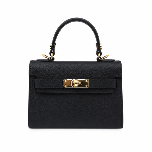 BORSA MINI HANDLE NERA CON CHIUSURA ORO (127)
