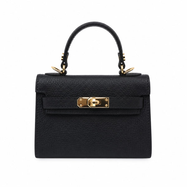 BORSA MINI HANDLE NERA CON CHIUSURA ORO (127)