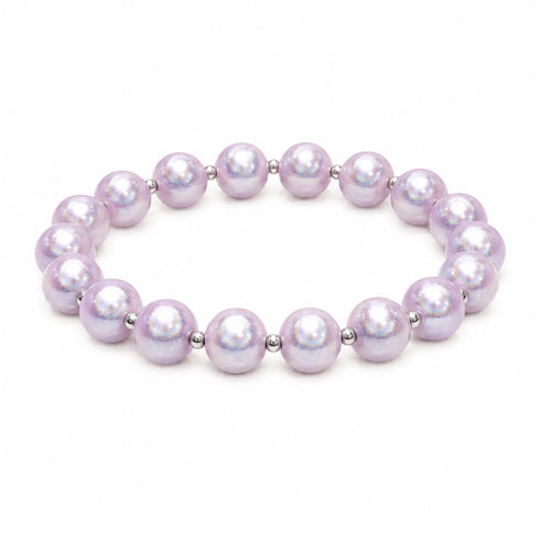BRACCIALE ELASTICO CON PERLE LILLA IRIDESCENTI
