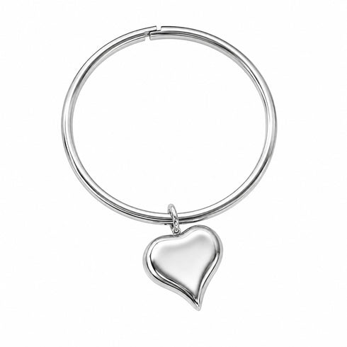 BRACCIALE RIGIDO IN ACCIAIO CON CUORE PENDENTE