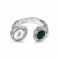 ANELLO APERTO IN ARGENTO CON PERLA E PIETRA VERDE
