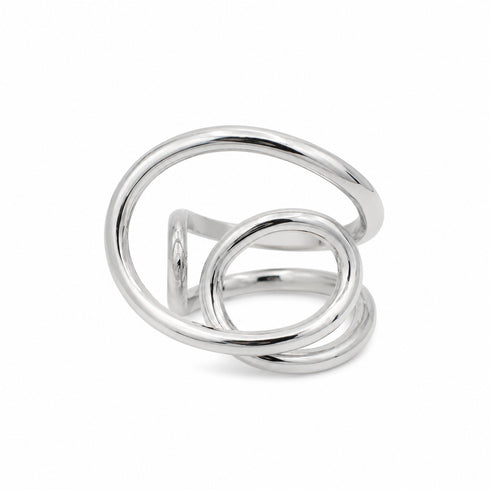 ANELLO SCULTURALE A SPIRALE IN ARGENTO LUCIDO