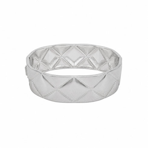 BRACCIALE RIGIDO ARGENTO CON MOTIVO GEOMETRICO TRAPUNTATO