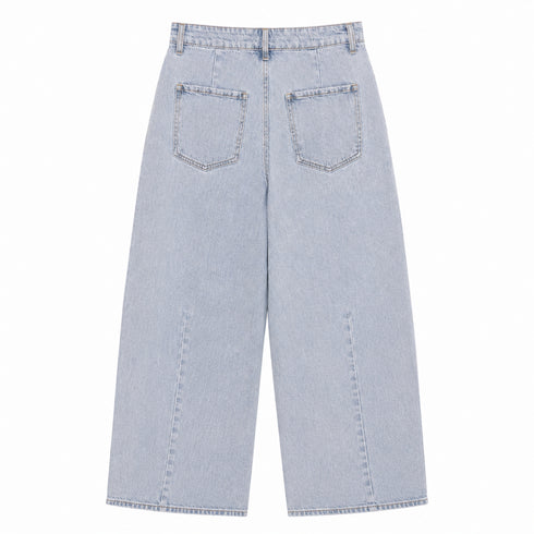 PANTALONE BAGGY IN DENIM CHIARO A VITA ALTA (130)