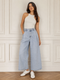 PANTALONE BAGGY IN DENIM CHIARO A VITA ALTA (130)