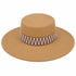 CAPPELLO A TESA LARGA IN FELTRO CAMMELLO CON FASCIA DECORATIVA