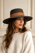 CAPPELLO A TESA LARGA IN FELTRO MARRONE CON FASCIA DECORATIVA