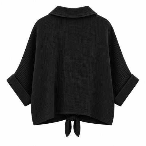 CAMICIA MORBIDA IN GARZA DI COTONE CON NODO FRONTALE (28)