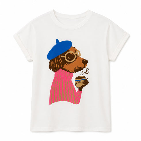 T-SHIRT CANE PARIGINO CON CAFFÈ (151)