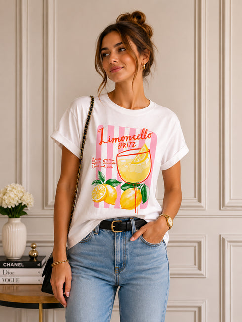 T-SHIRT LIMONCELLO SPRITZ CON STAMPA ESTIVA (153)