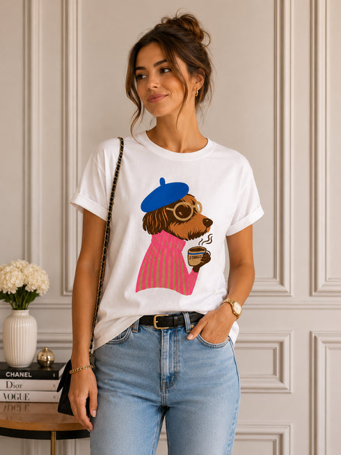 T-SHIRT CANE PARIGINO CON CAFFÈ (151)