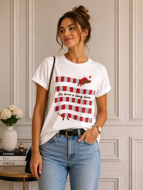 T-SHIRT CON BASSOTTO A RIGHE (150)