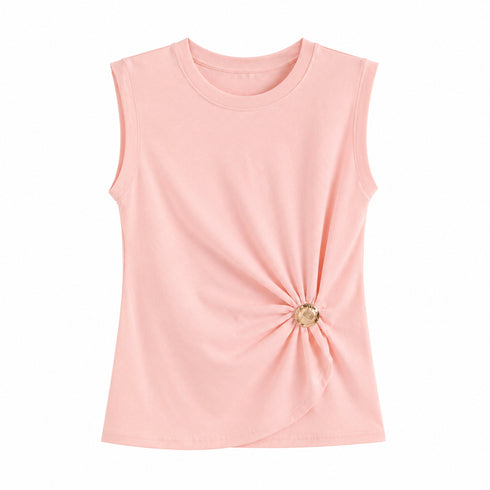 T-SHIRT SMANICATA CON DETTAGLIO GIOIELLO E DRAPPEGGIO LATERALE (14)