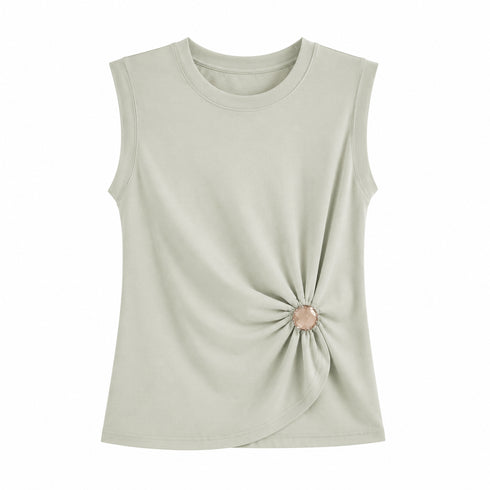 T-SHIRT SMANICATA CON DETTAGLIO GIOIELLO E DRAPPEGGIO LATERALE (14)