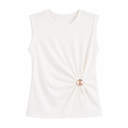 T-SHIRT SMANICATA CON DETTAGLIO GIOIELLO E DRAPPEGGIO LATERALE (14)
