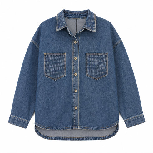 GIACCA CAMICIA IN DENIM CON BRILLANTINI (147)