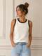 HAVEONE TOP CANOTTIERA CON PROFILI A CONTRASTO (141)