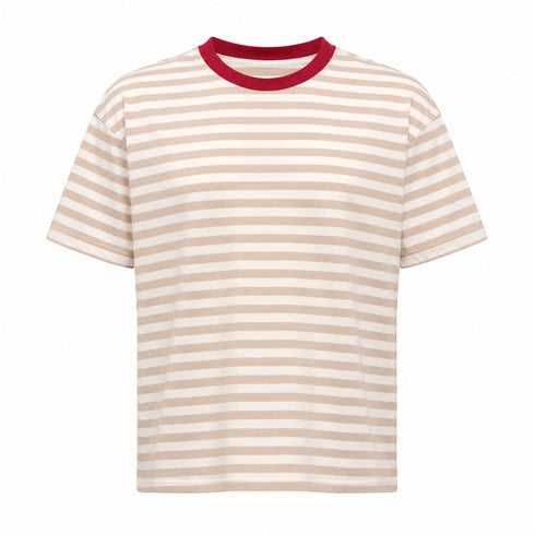 HAVEONE,T-SHIRT RIGATA IN VISCOSA CON SCOLLO A CONTRASTO (2)
