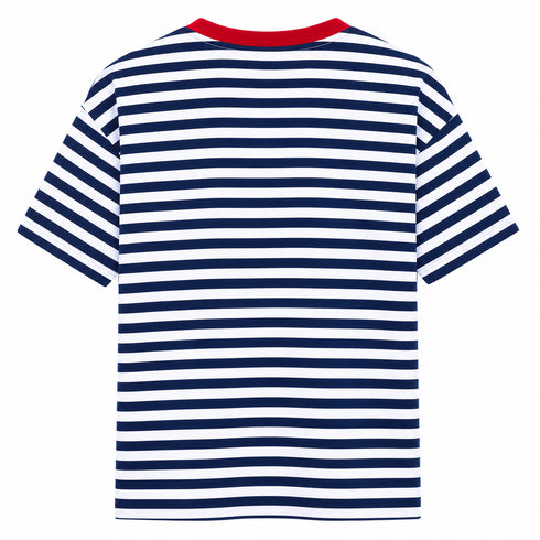 HAVEONE,T-SHIRT RIGATA IN VISCOSA CON SCOLLO A CONTRASTO (2)