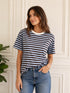HAVEONE,T-SHIRT RIGATA IN VISCOSA CON SCOLLO A CONTRASTO (2)