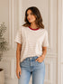 HAVEONE,T-SHIRT RIGATA IN VISCOSA CON SCOLLO A CONTRASTO (2)