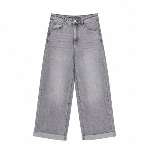 JEANS PALAZZO LAVAGGIO GRIGIO CHIARO CON RISVOLTO (148)