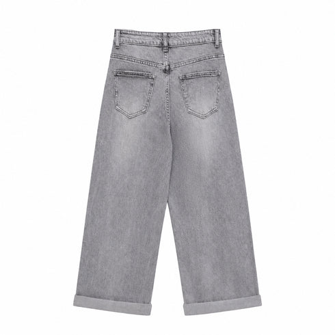 JEANS PALAZZO LAVAGGIO GRIGIO CHIARO CON RISVOLTO (148)