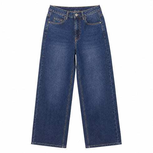 JEANS PALAZZO A VITA ALTA IN DENIM SCURO (145)