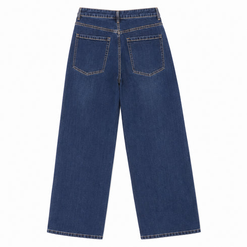JEANS PALAZZO A VITA ALTA IN DENIM SCURO (145)